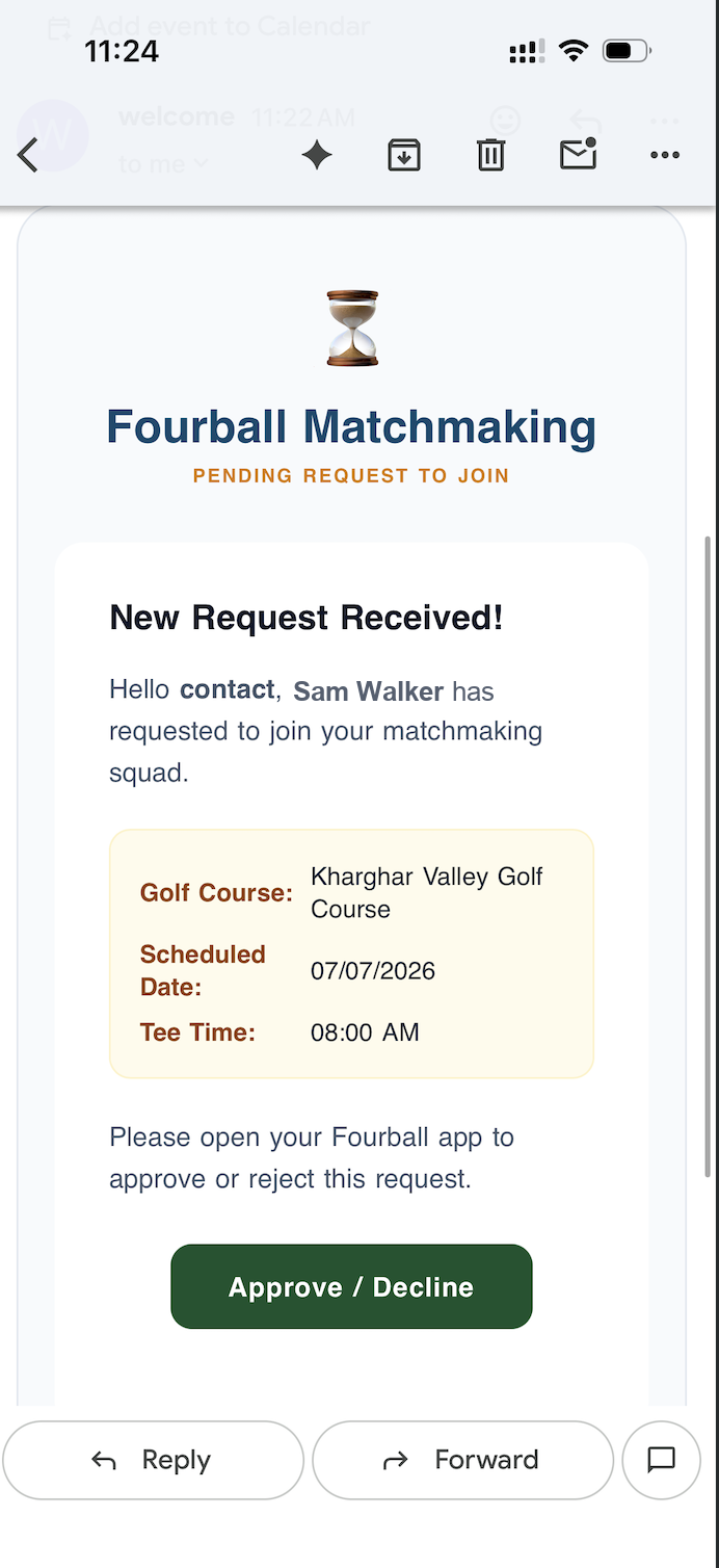 Email notification for round request